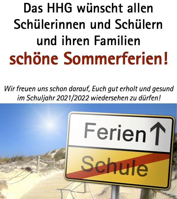 Schriftkachel mit Bild eines Ortsende-Wegweisers, der in Richtung "Ferien" zeigt und auf dem das Wort Schule gestrichen ist.