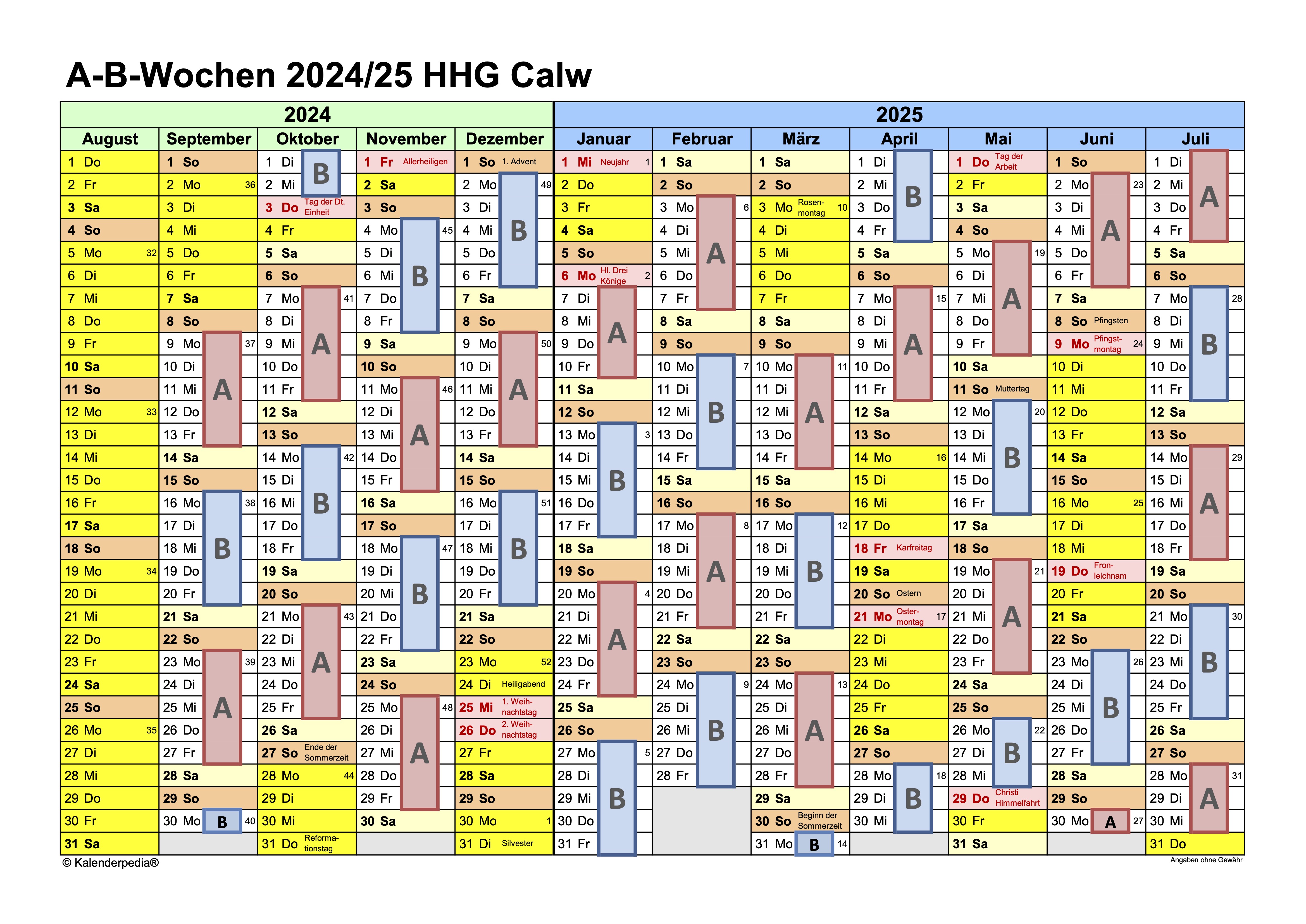 Kalender A B Wochen2324